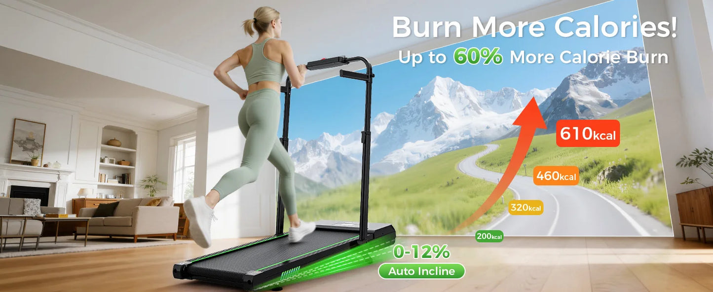 AKLUER Under Desk Walking Pad 12 Percent Auto Incline Treadmill Bluetooth App