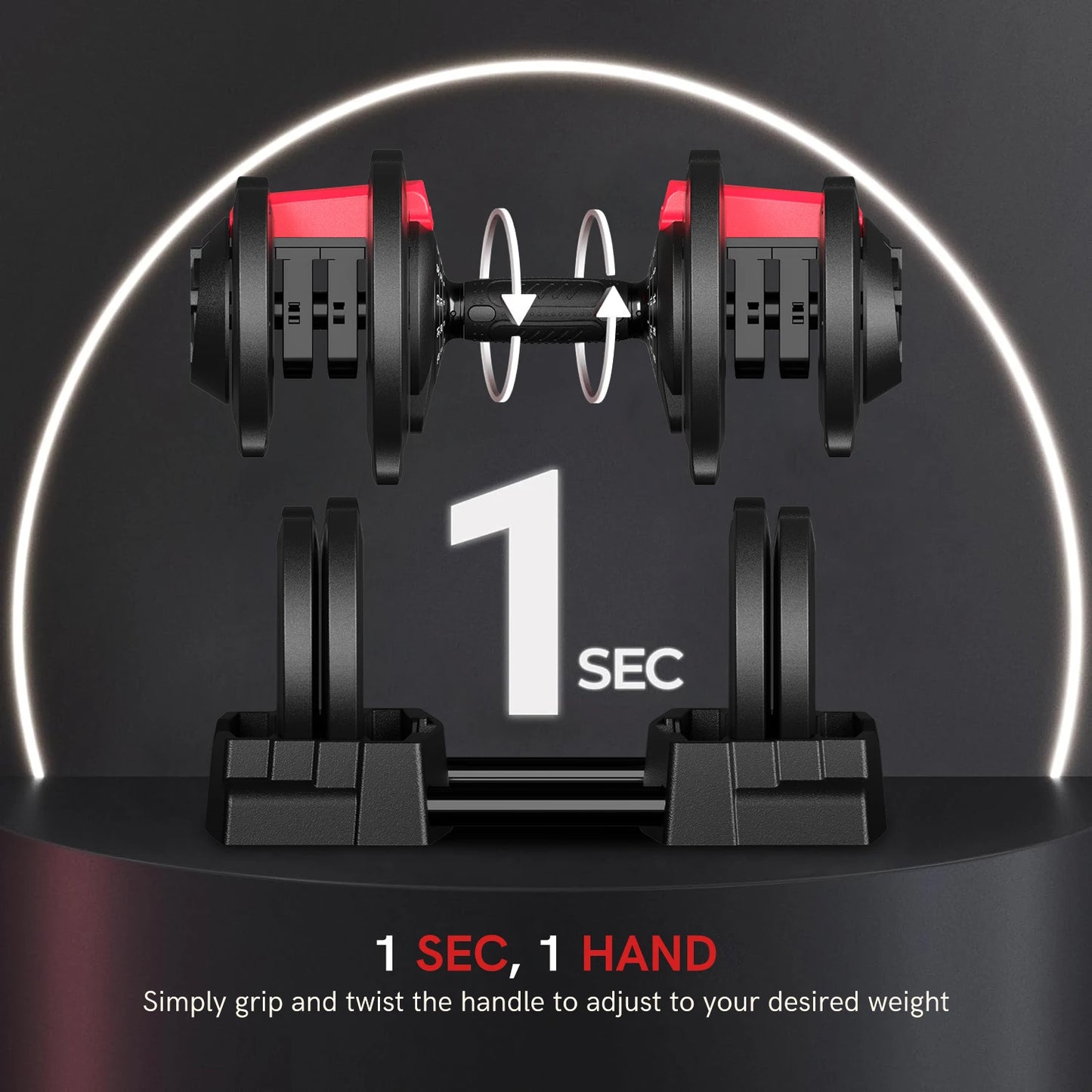Airhot 1 Second Adjustable Dumbbell Set 2 to 43 Lbs