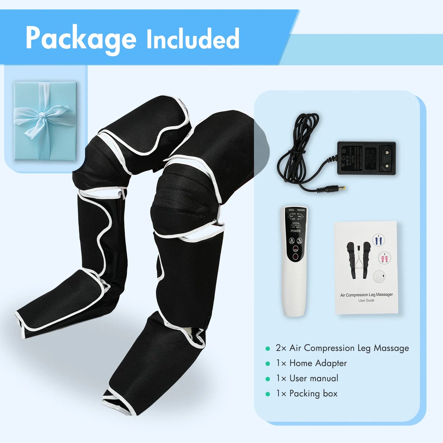 Leg Air Compression Massager With Heat 3 Modes 3 Intensities 2 Temperature Levels