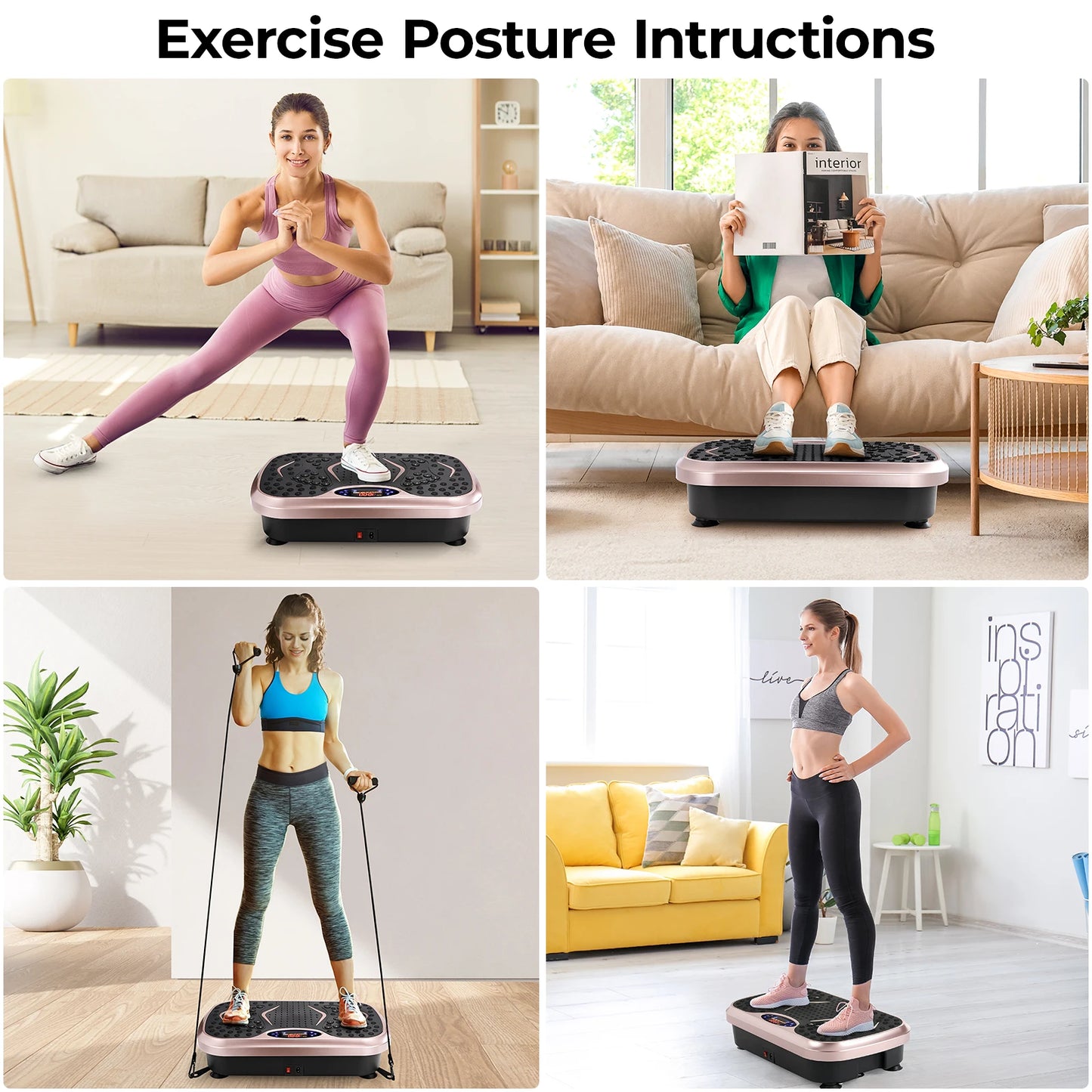 General Use Vibration Plate Exercise Machine With Programmable ResistanceTrainingBands