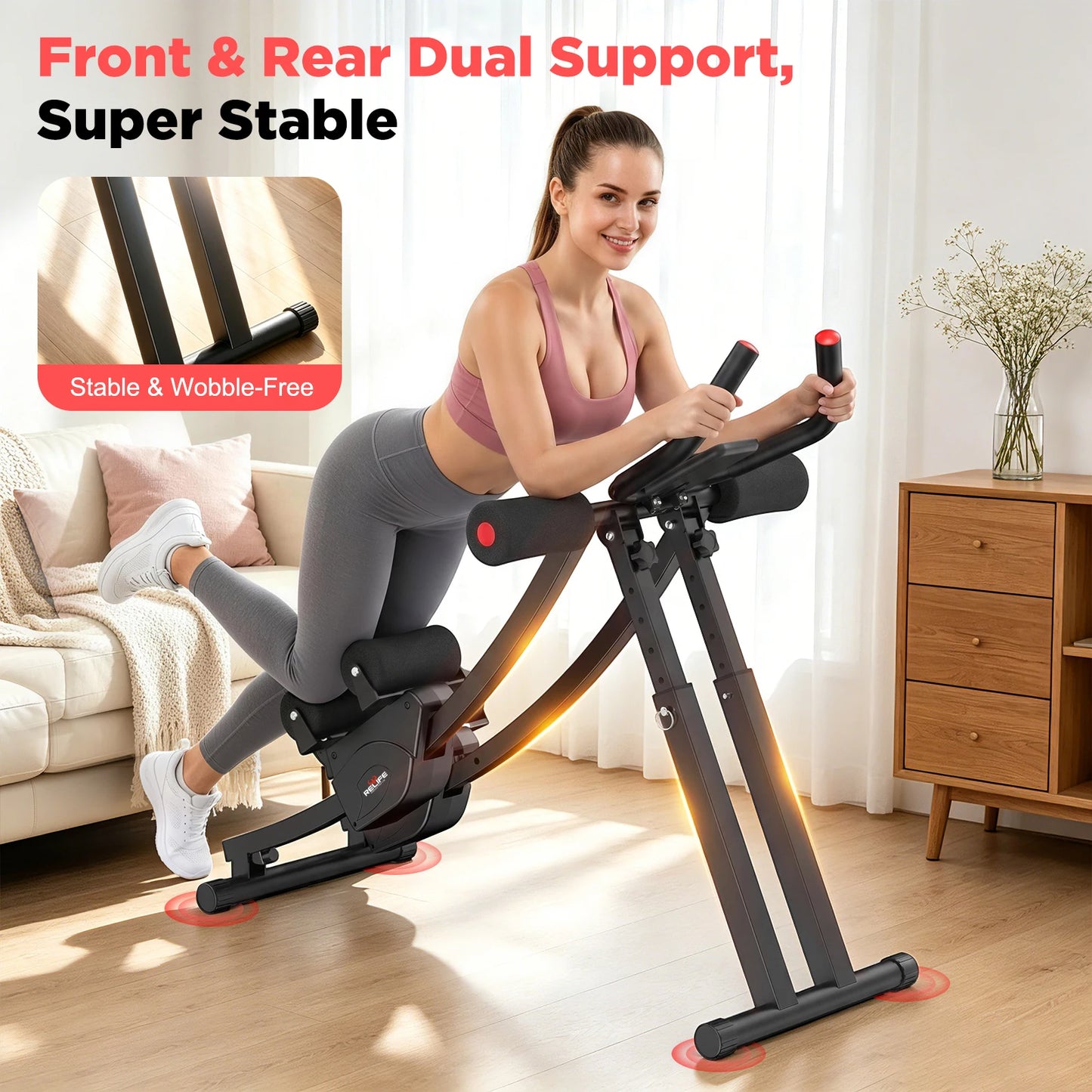 Dual Track Ab Machine Core Trainer With Adjustable Resistance LCD