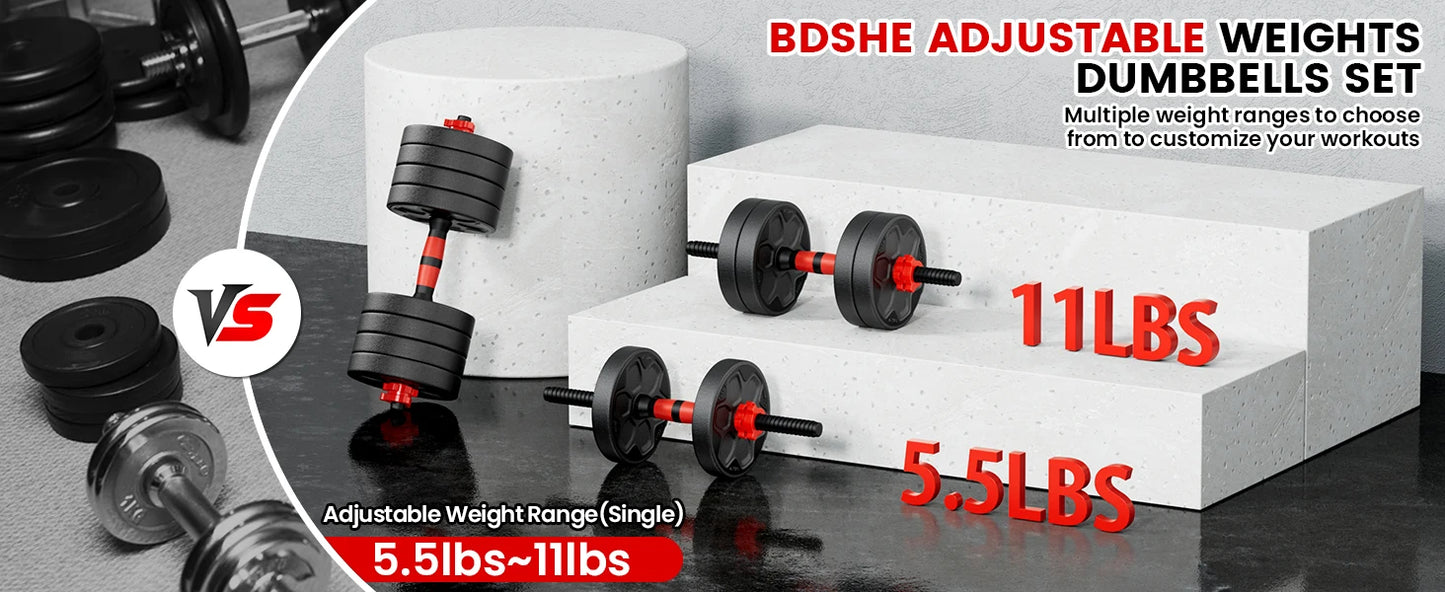 Adjustable Dumbbell Set 20 33 45 70 90 Pounds Connector