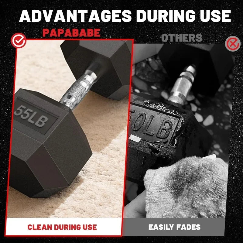 PAPABABE Hex Dumbbell Set With Rack 60to550lb Rubber Coated