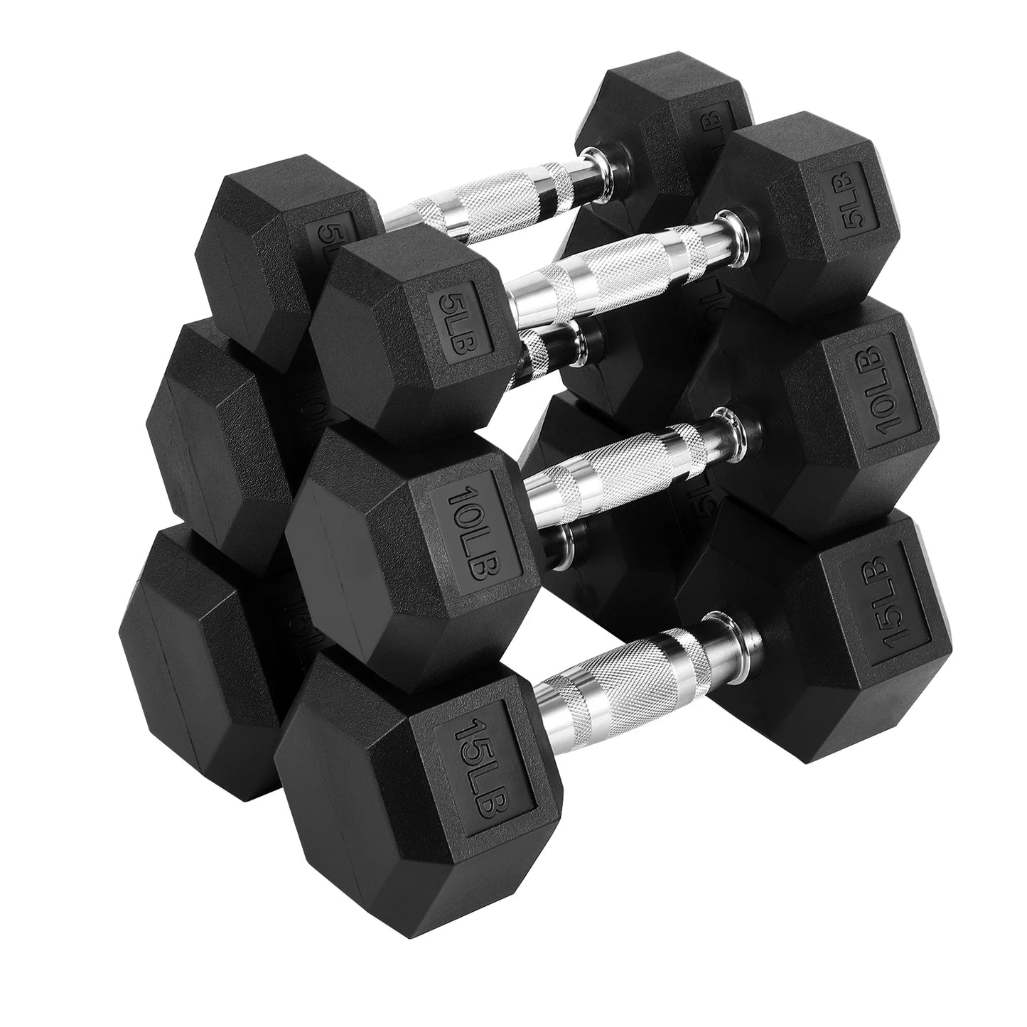 Hex Dumbbells Set With Rack Rubber Coated for Home Gym