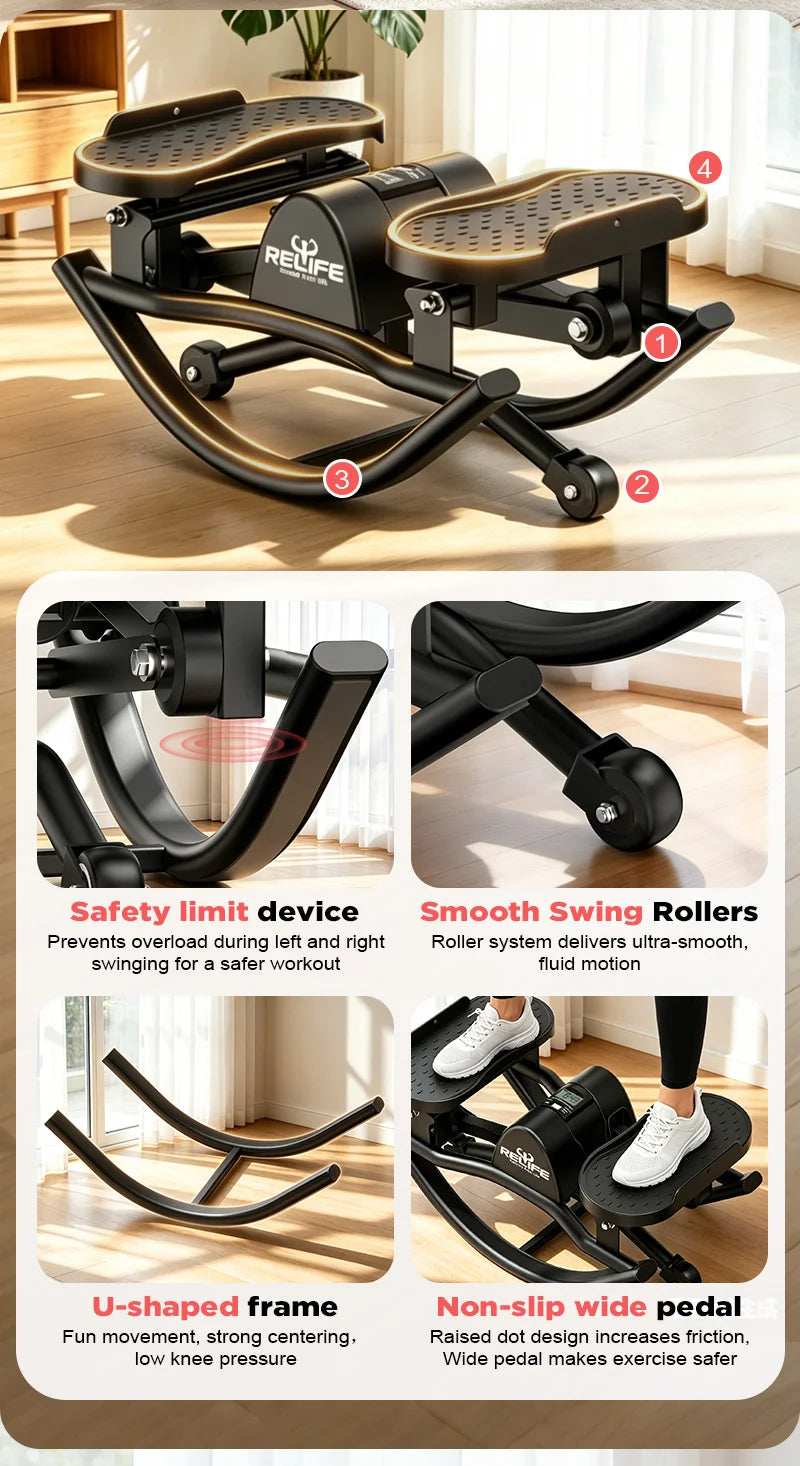 Relife 3D Lateral Rocking Stepper With Resistance Bands