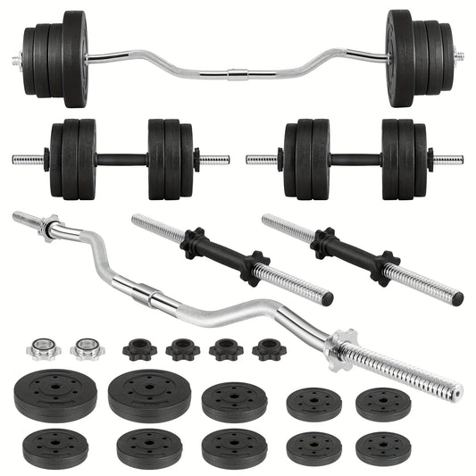 FITVIDS 2In1 Barbell Set With Curl Bar And Weights