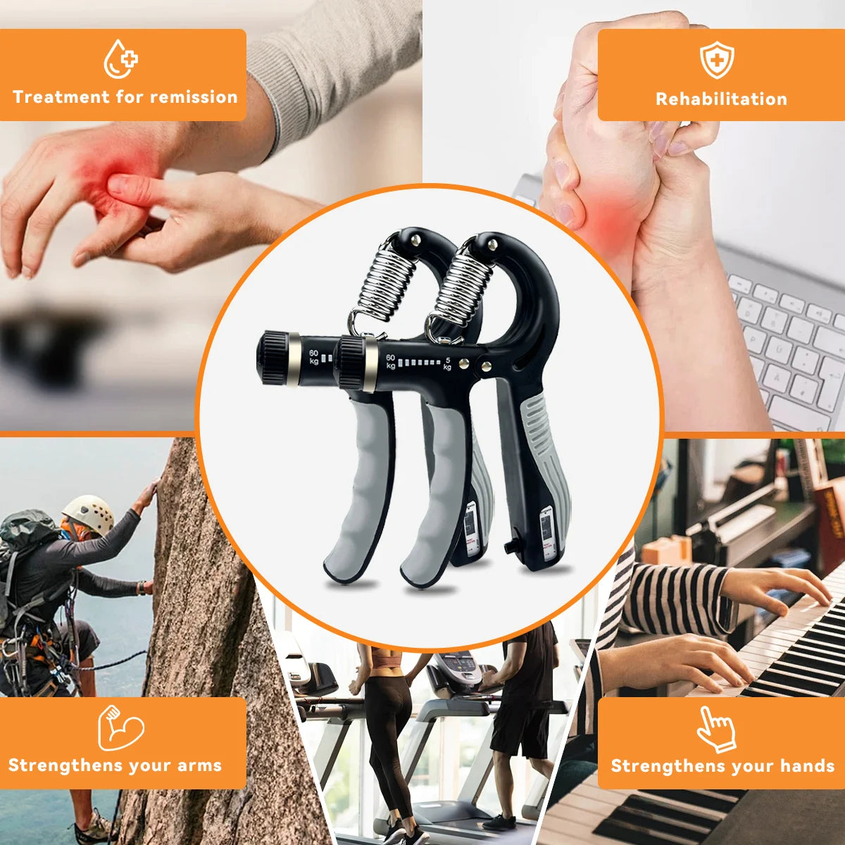 Grip Strength Trainer Adjustable Hand Grip Strengthener For Forearm Rehab