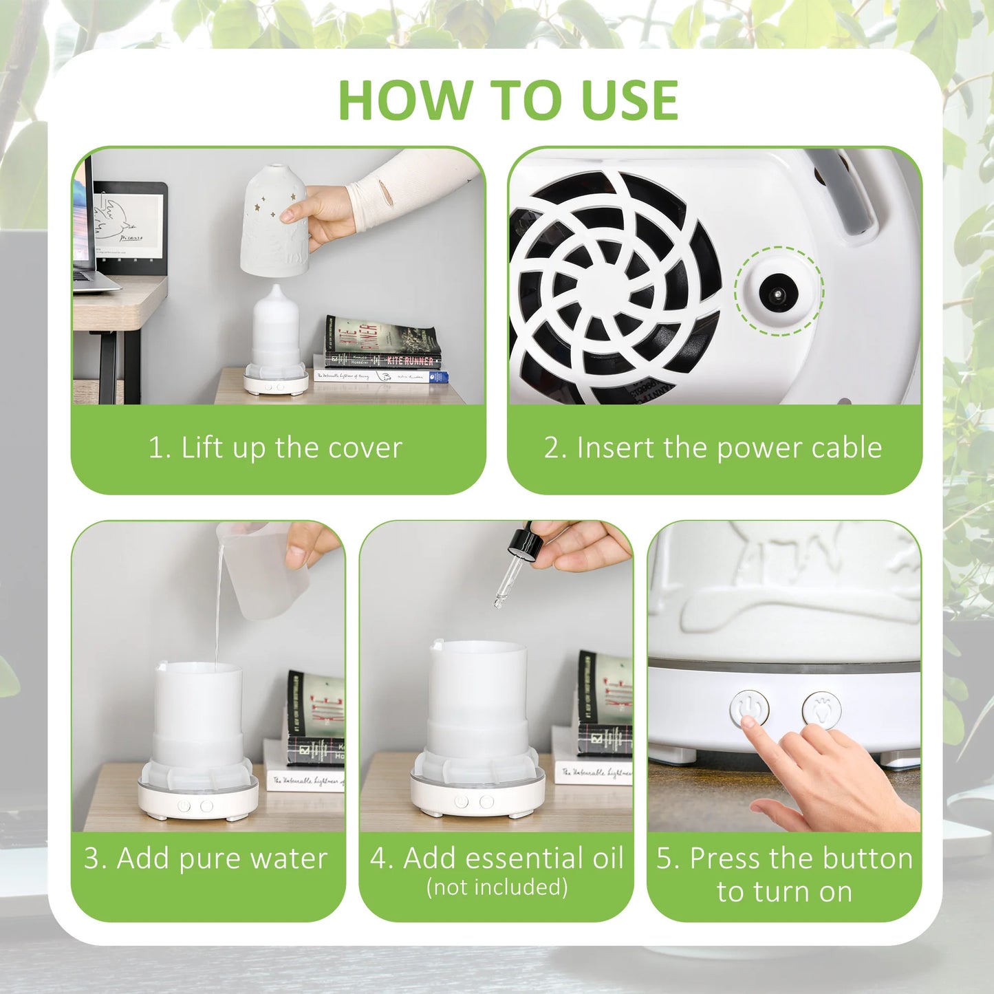 Ultrasonic Aromatherapy Diffuser Humidifier With Ceramic Cover And LED