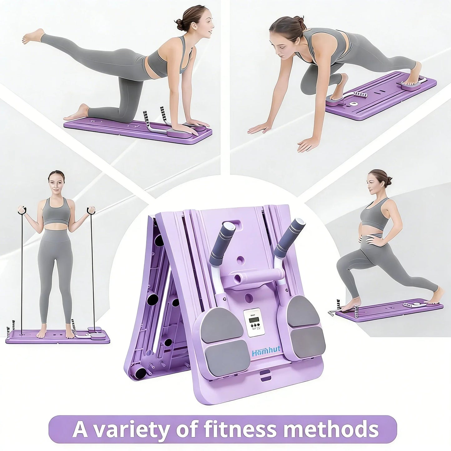 Pilates Sliding Board Foldable Core Trainer With Resistance Bands