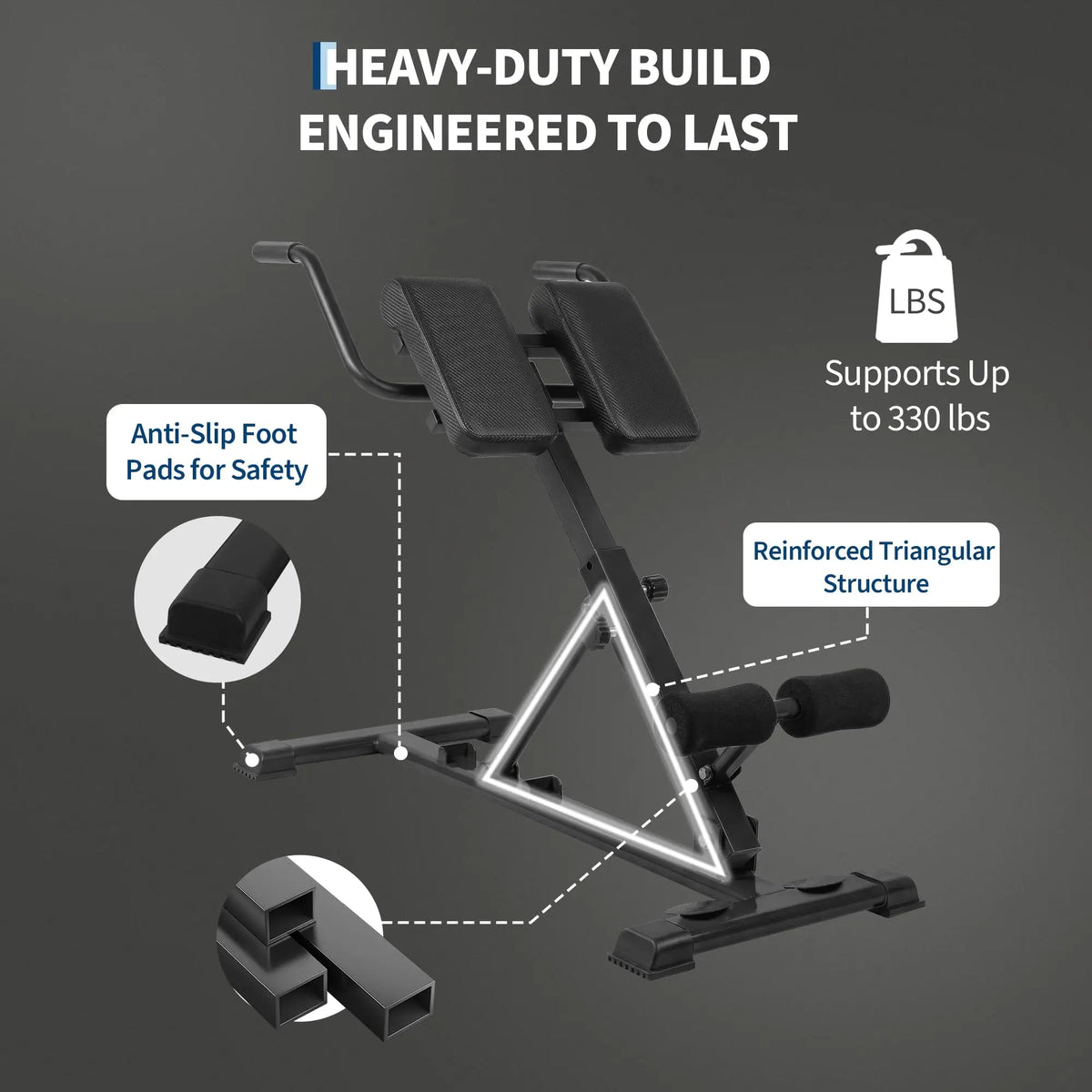 HiMISS Adjustable Roman Chair Hyperextension Bench For Home Gym