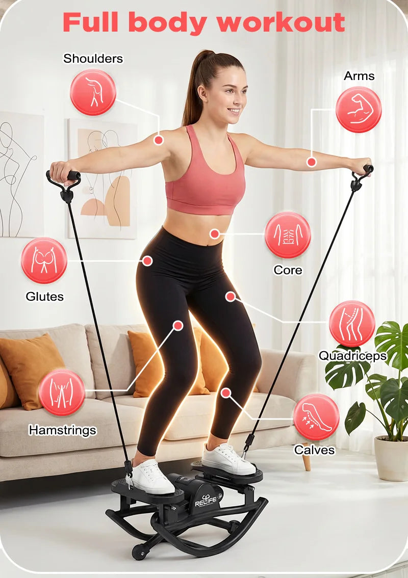 Relife 3D Lateral Rocking Stepper With Resistance Bands