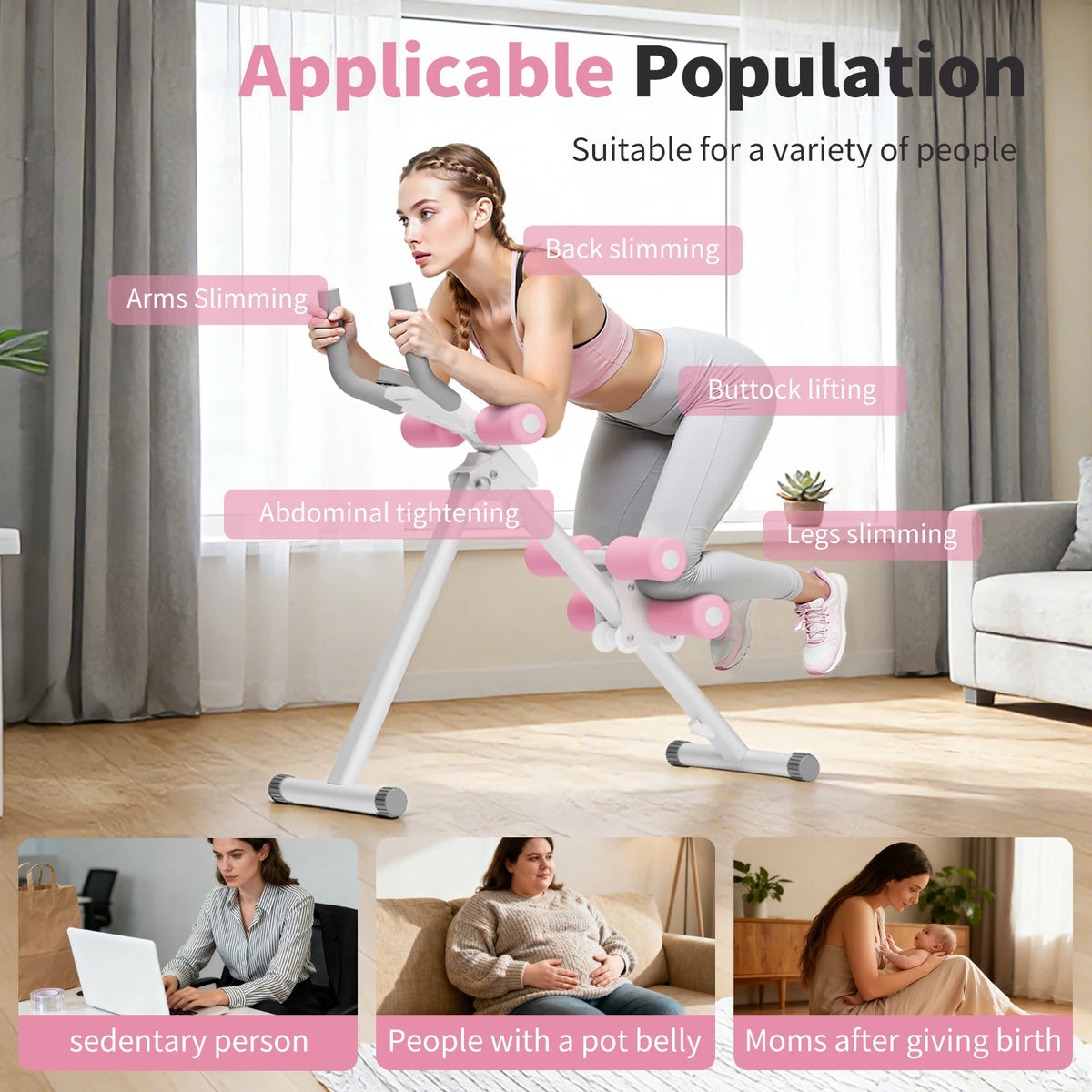 Foldable Abdominal Trainer Machine for Core Workout and Waist Toning