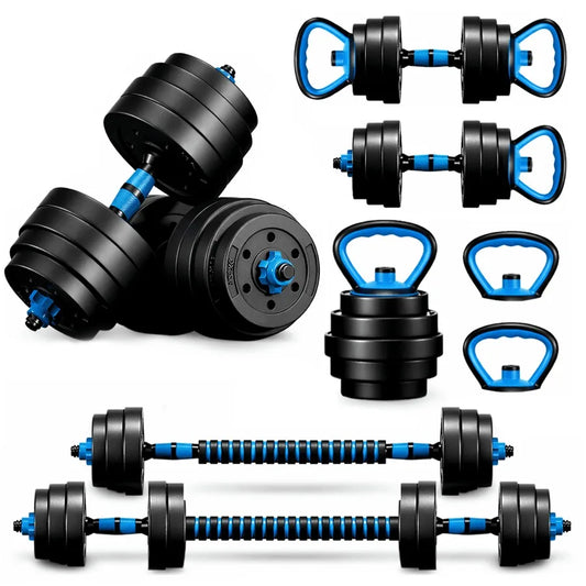 Adjustable Dumbbells Kettlebell Set With Push Up Stand And Barbell