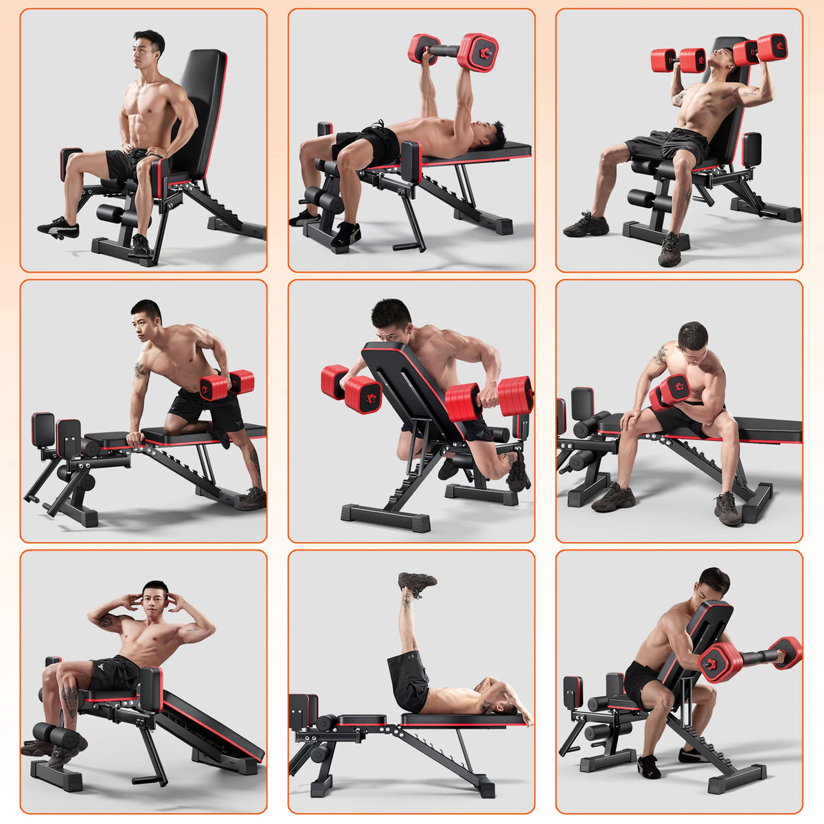 Adjustable Weight Bench With Hip Abduction And Resistance Ropes