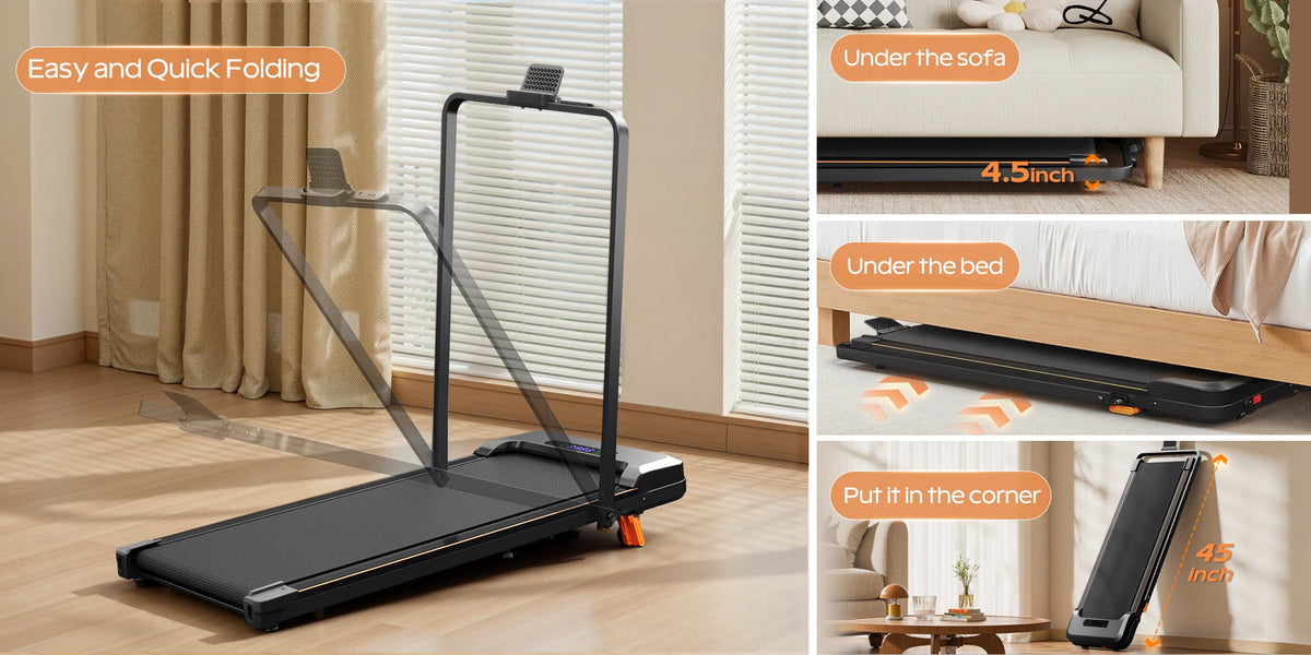 AIRHOT Folding Incline Treadmill With Handrail And LED Display