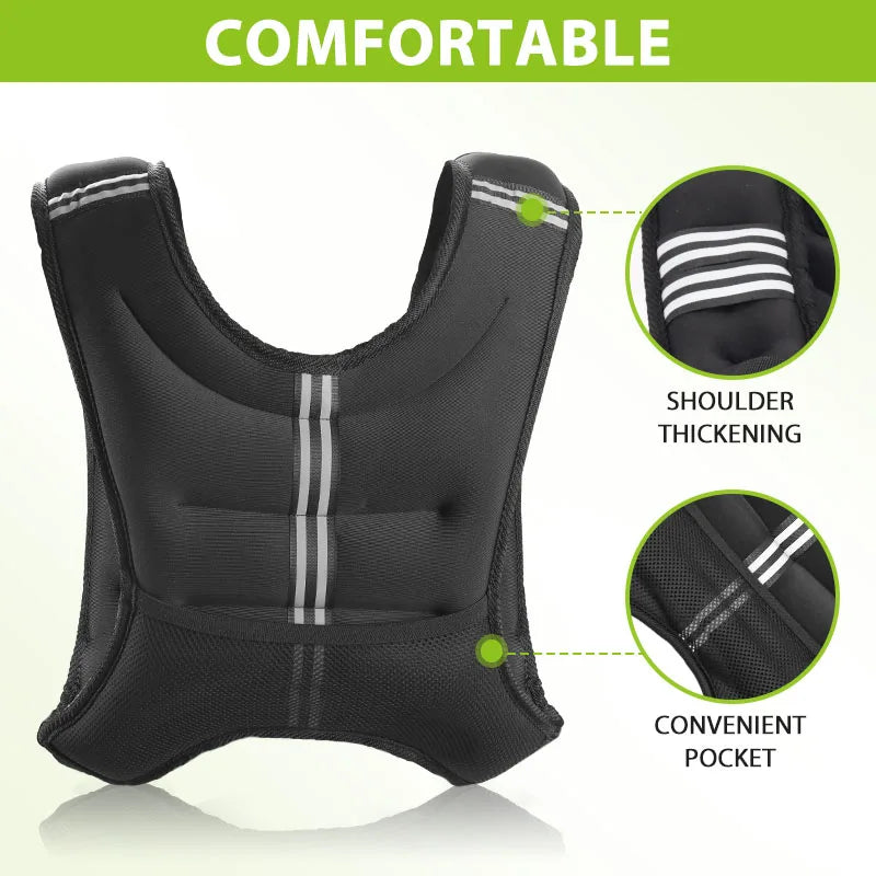 Weight Vest With Reflective Stripe Pocket For Workout Running