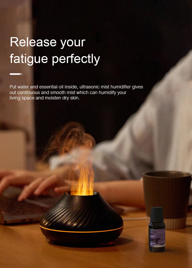 Kinscoter Volcanic Aroma Diffuser USB Humidifier With Night Light