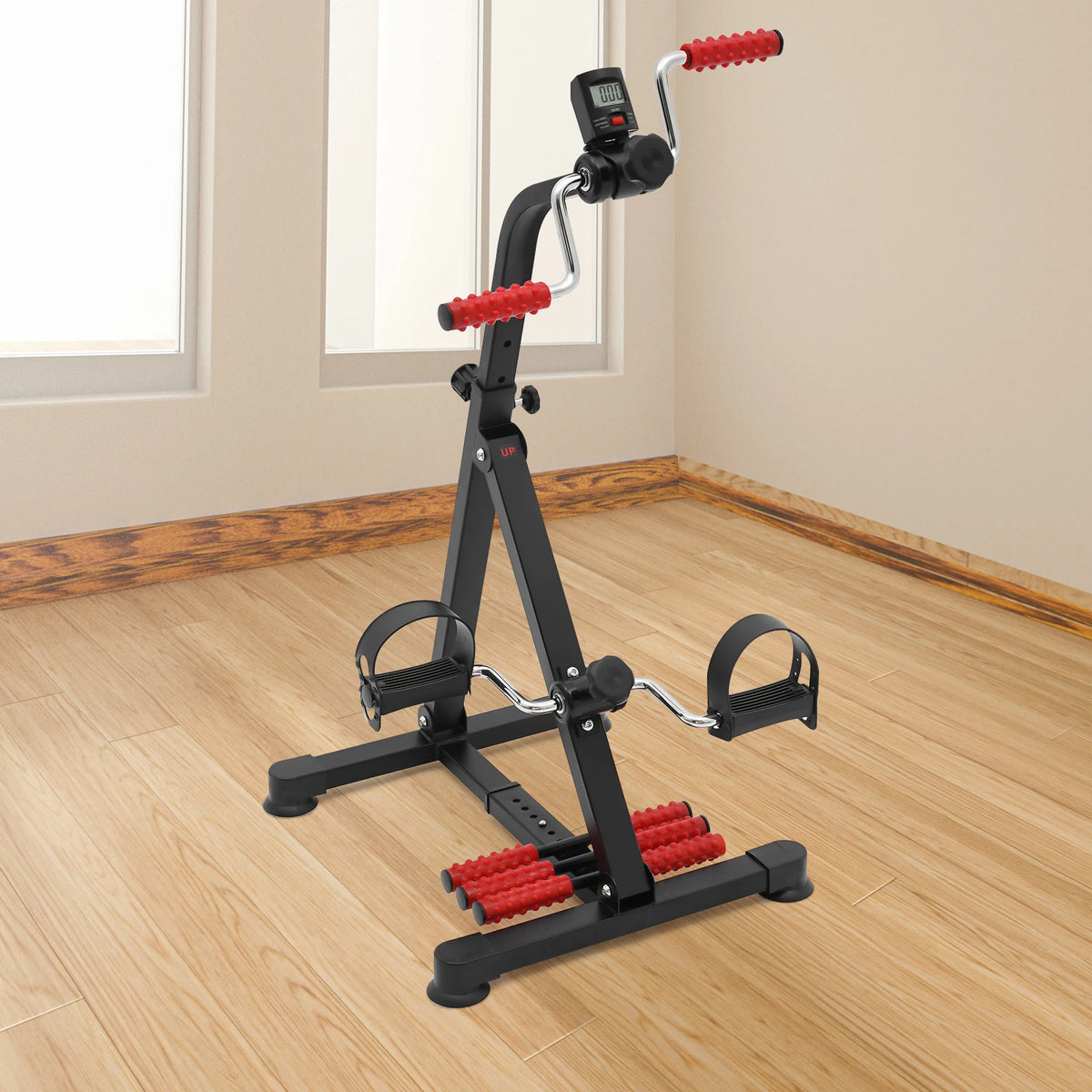 Step Machine, Pedal Exerciser Bike, Fitness Bike, Black Stationary Exercise Cycle with Monitor Pedals, Adjustable Resistance, LCD Display Tracks Time Count Distance Calories, Home Gym Cardio Trainer for Muscle Strengthening a
