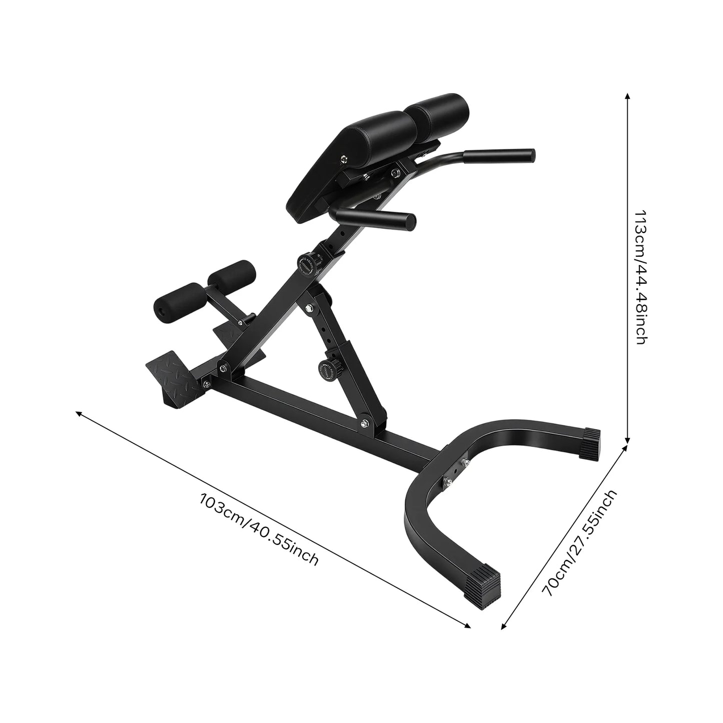 Adjustable Hyperextension Bench 150kg Capacity Roman Chair With Ab Pad