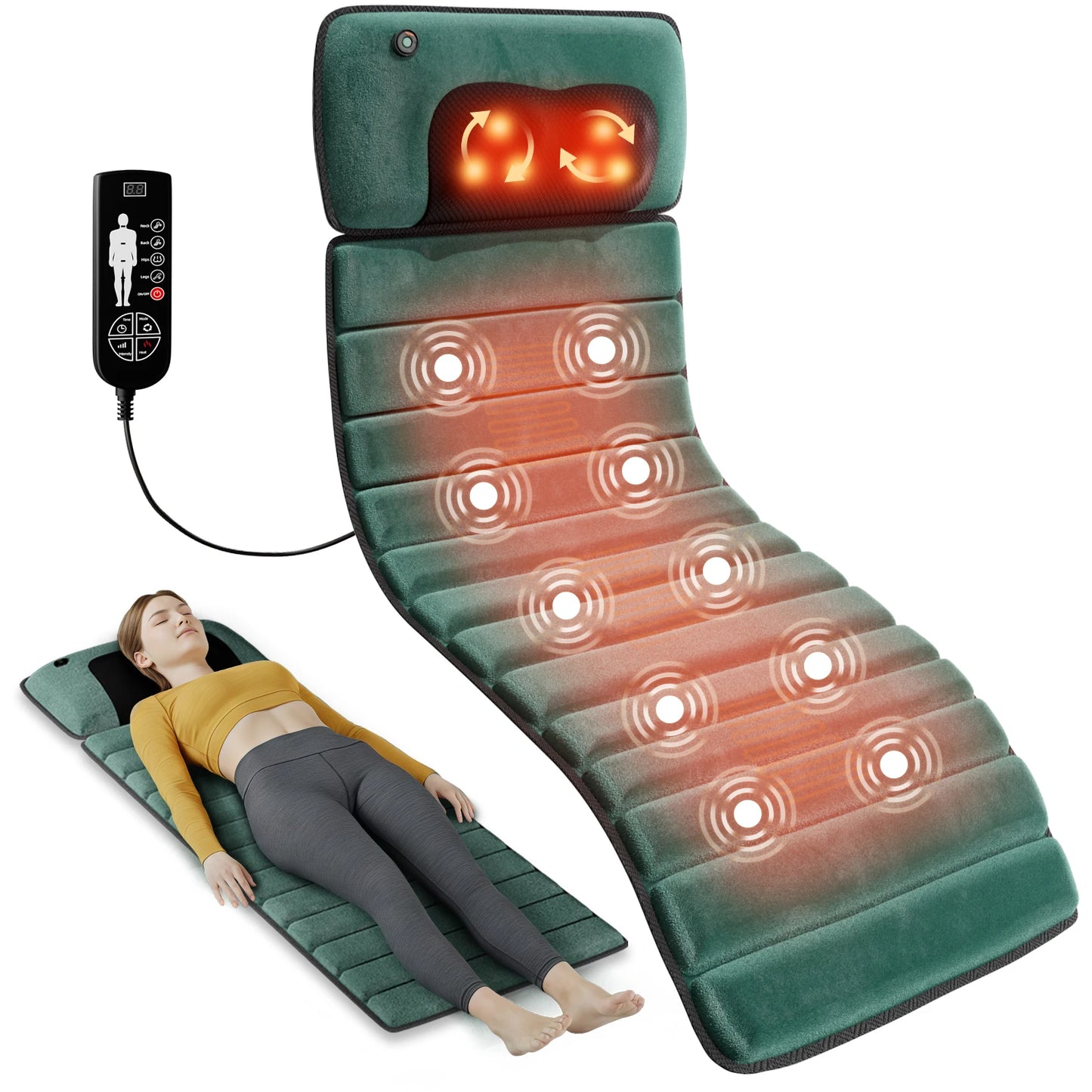 HIMOUTAE Full Body Massage Mat With Heat and 10 Motors
