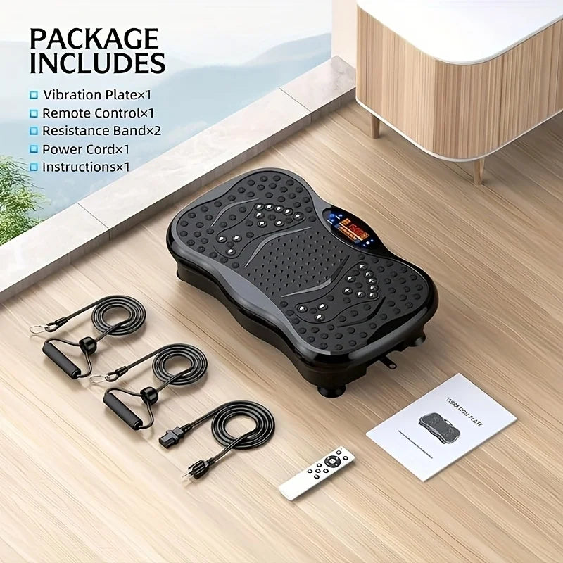 BZEQ Compact Vibration Platform Exercise Machine With Resistance Bands USB