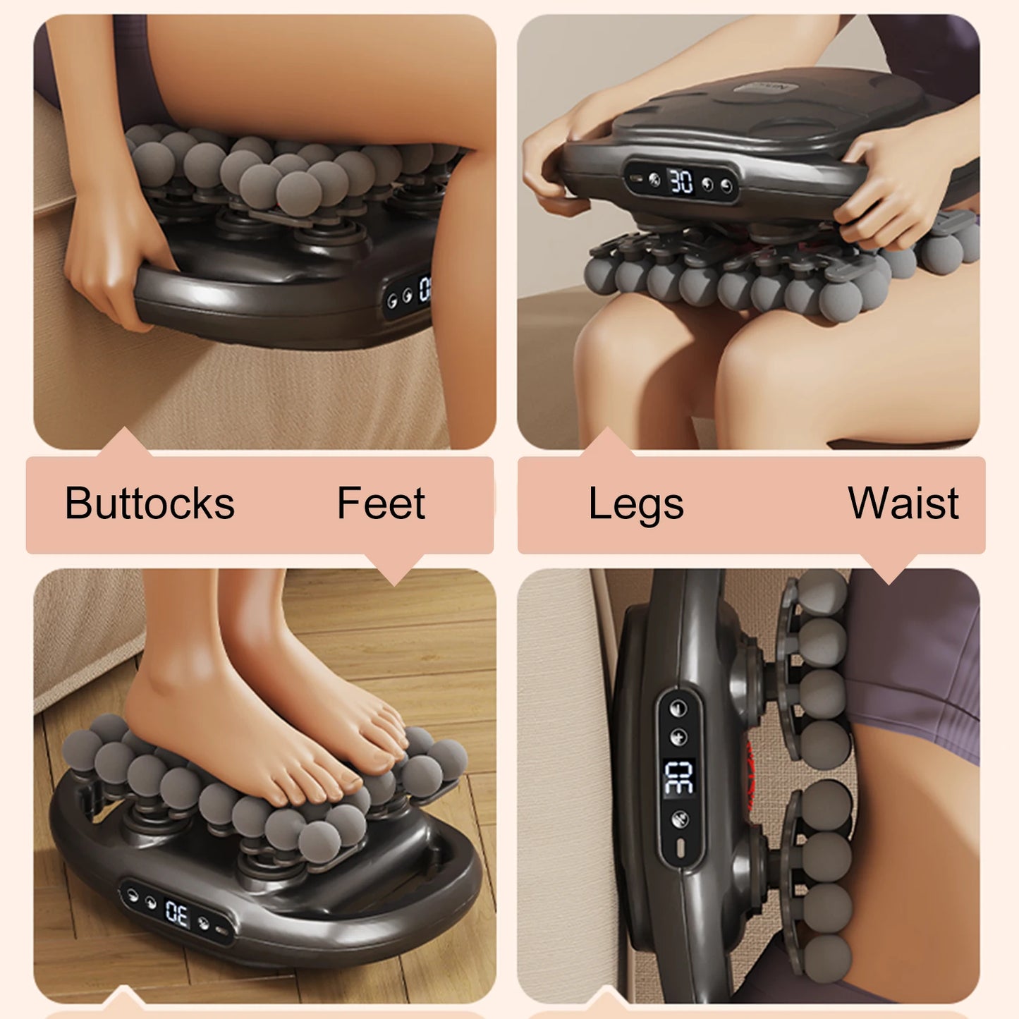 Deep Tissue 42 Nodes Electric Massage Roller With LCD Display