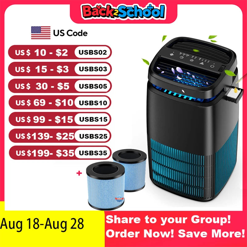 AROEVE Premium AirPurifier PurificationDevice H13TrueHEPA Sleep Timer AromaFragrance