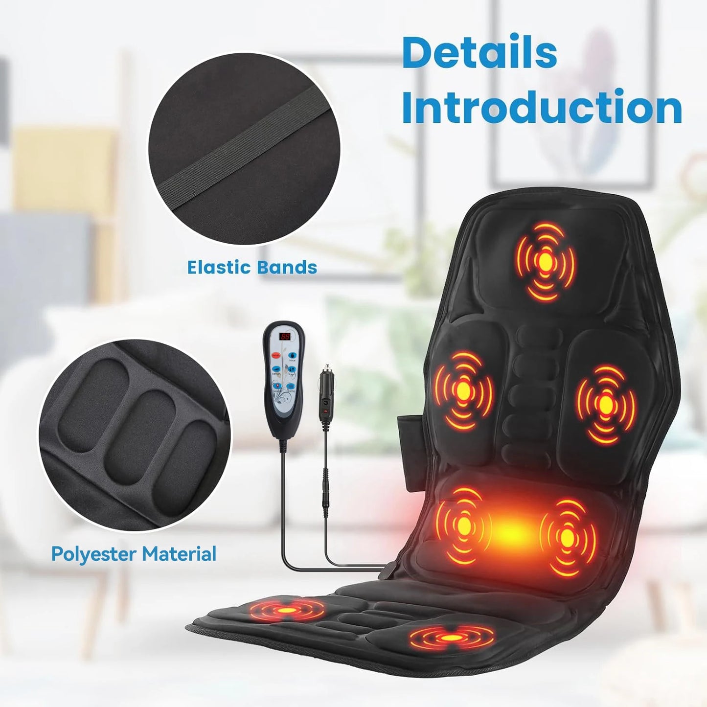 HIMOUTA Back Massage Seat Cushion With Heating 7 Modes