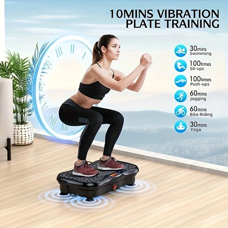BZEQ Compact Vibration Platform Exercise Machine With Resistance Bands USB