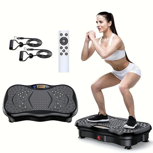BZEQ Compact Vibration Platform Exercise Machine With Resistance Bands USB
