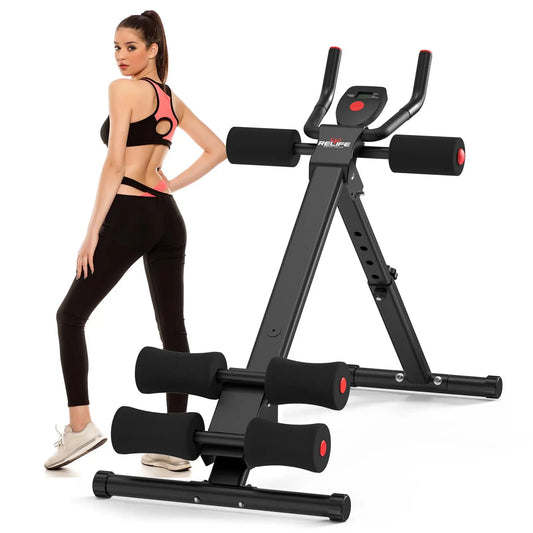 Ab Machine Foldable Core Trainer With LCD Monitor And Bands