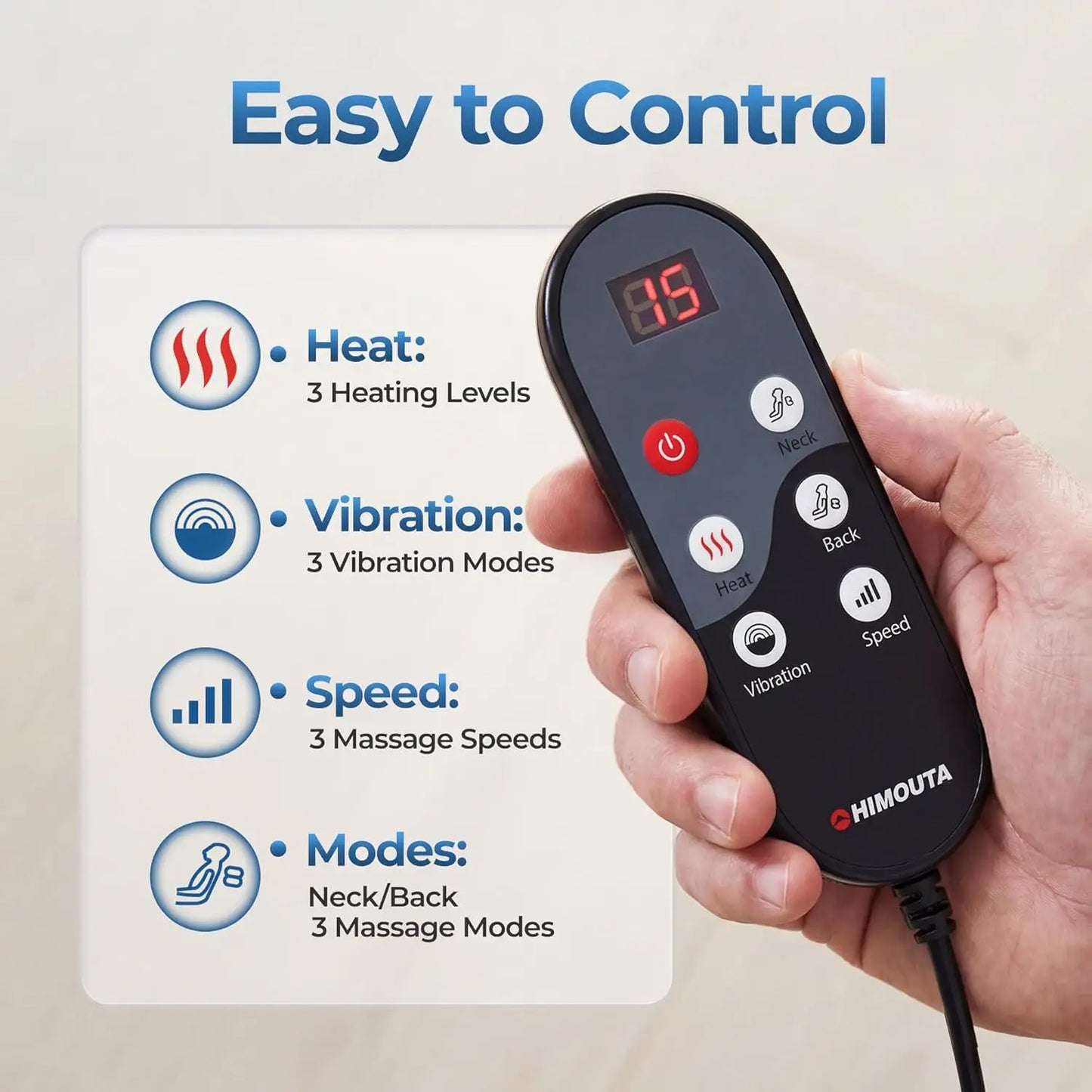 HIMOUTA Shiatsu Massage Cushion With Heat For Home Use