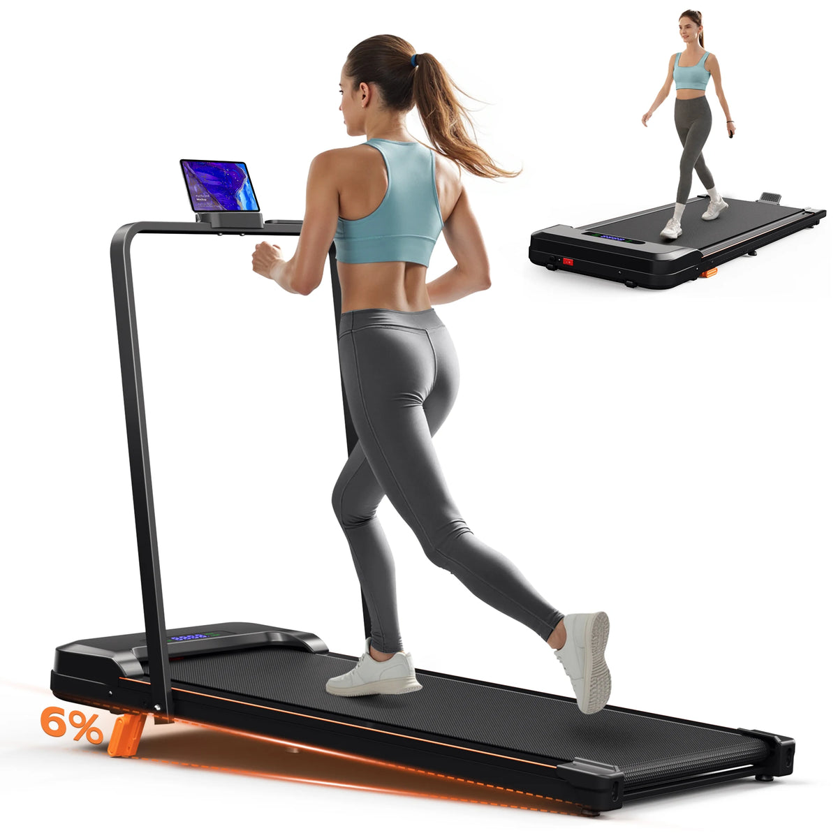 AIRHOT Folding Incline Treadmill With Handrail And LED Display