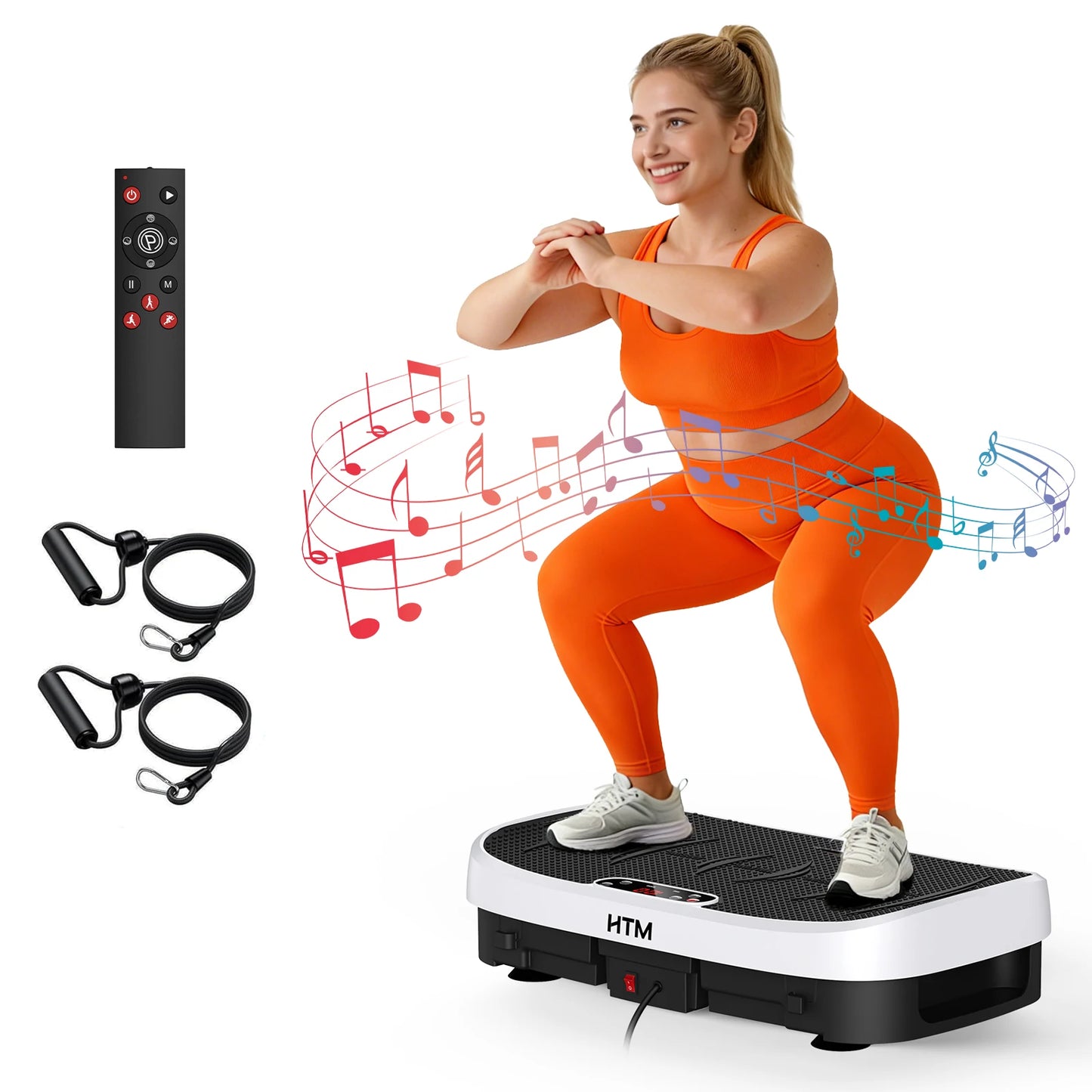 HTM Vibration Plate Whole Body Exercise Machine Bluetooth Remote Control
