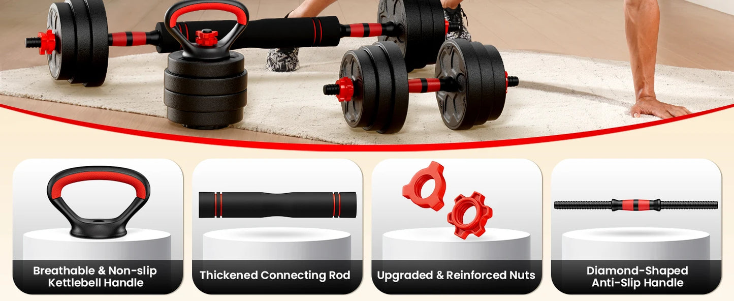 Adjustable Dumbbell Set With Connector Four In One