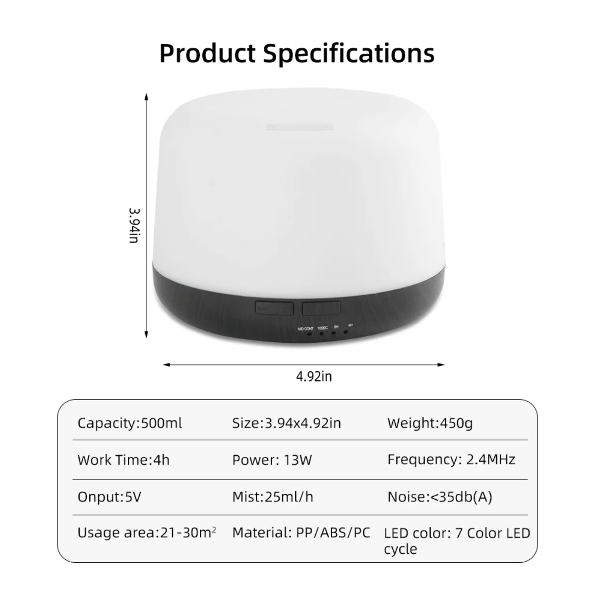 LISM Ultra Quiet Essential Oil Diffuser With Remote And LED
