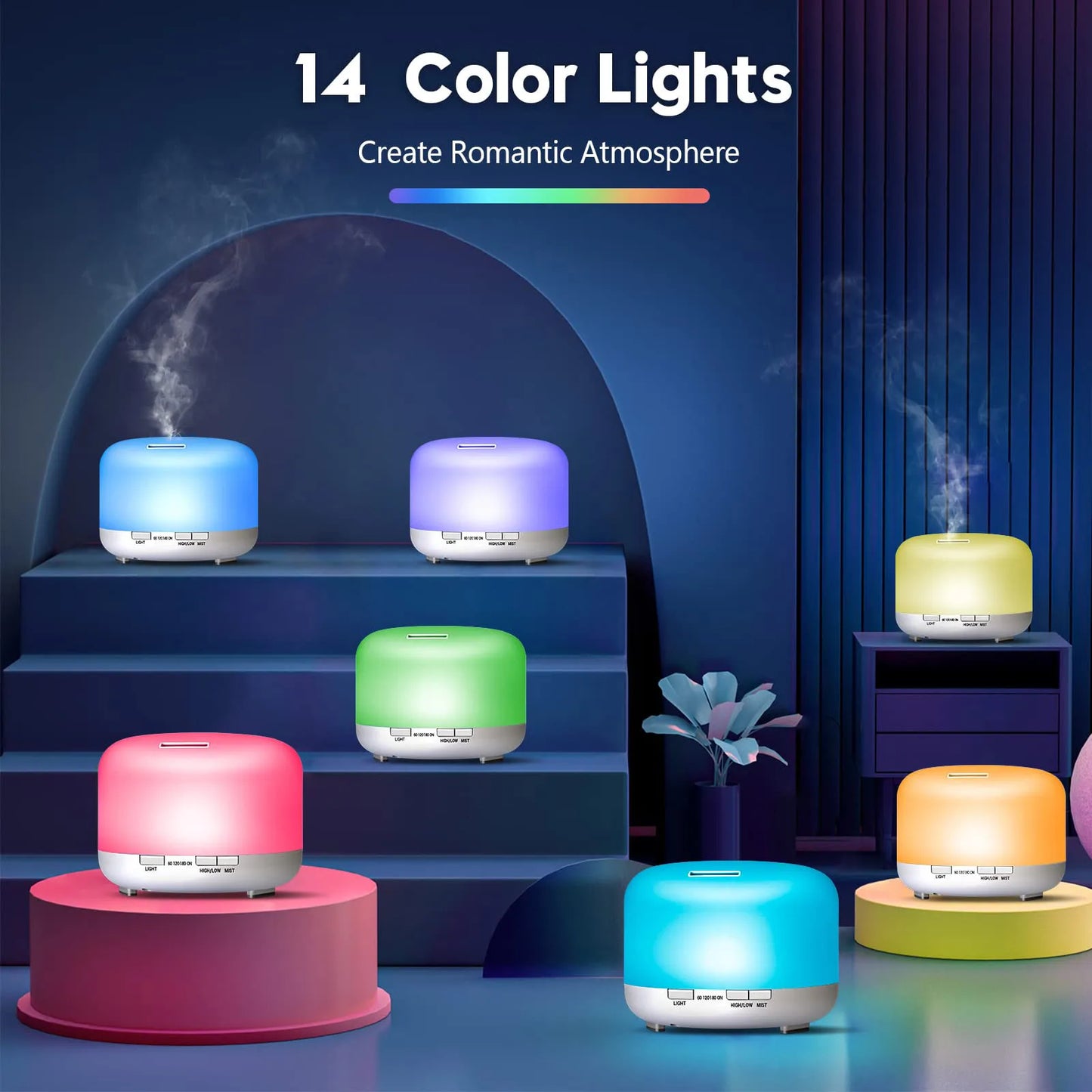 Aroma Diffuser With Remote Control And Six Optional Oils