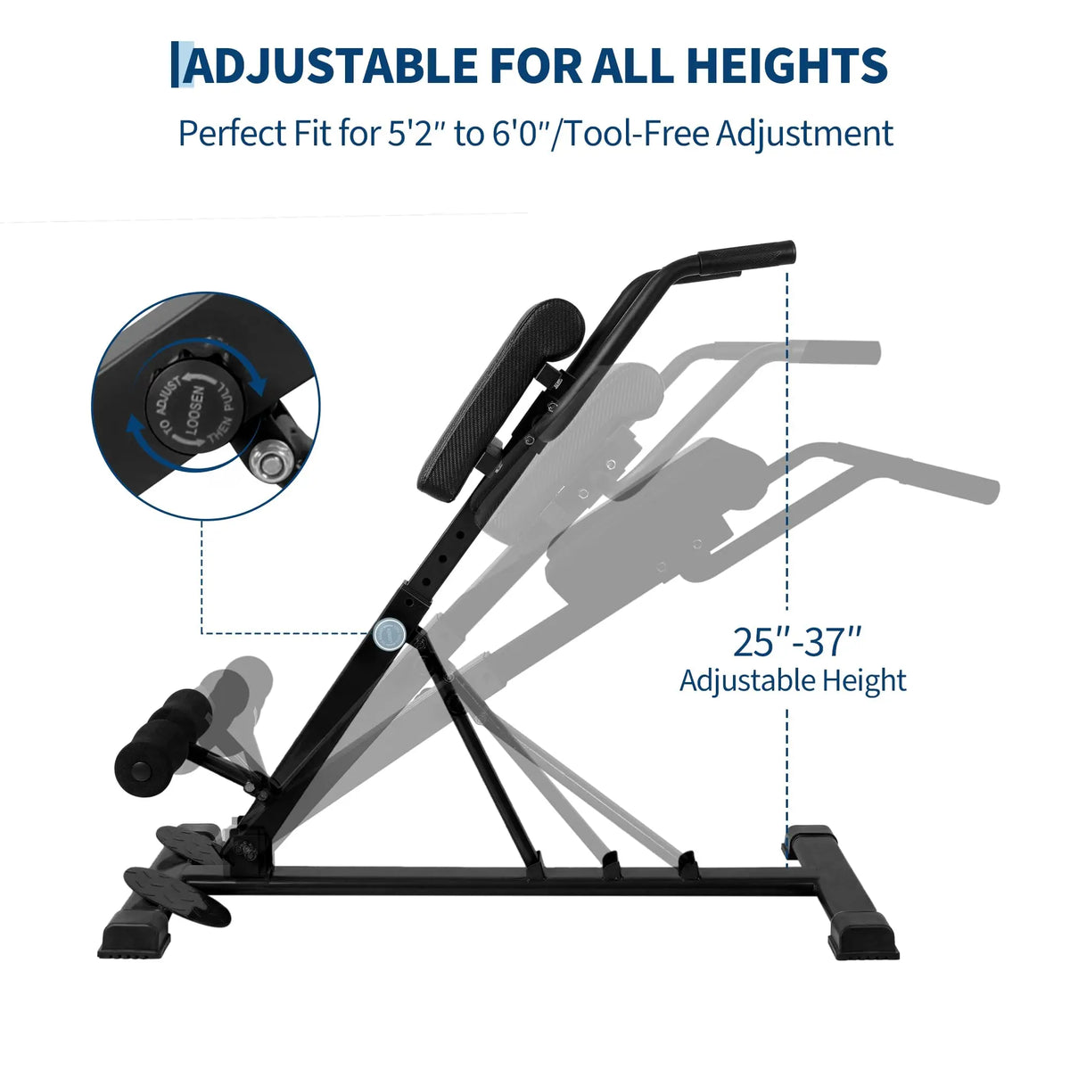 HiMISS Adjustable Roman Chair Hyperextension Bench For Home Gym