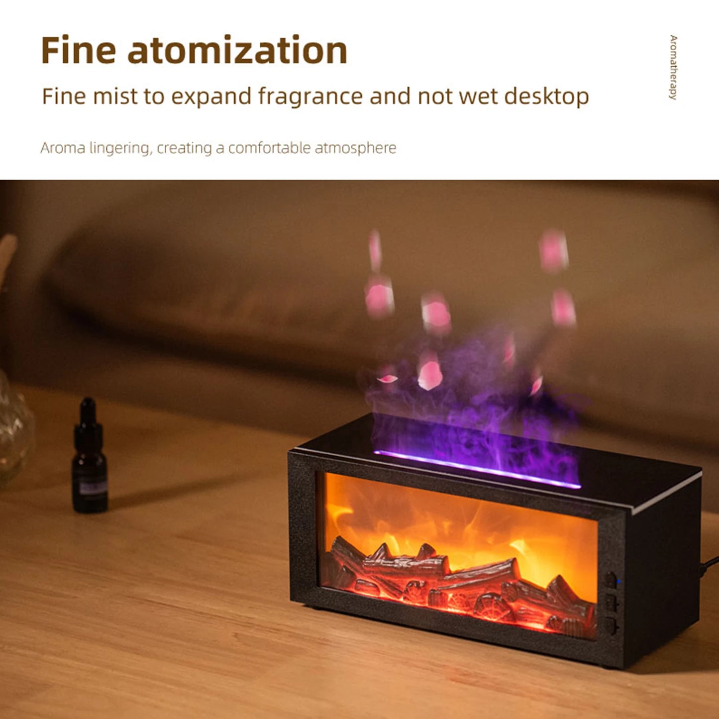 Flame Air Diffuser Humidifier And Aromatherapy Diffuser For Bedroom