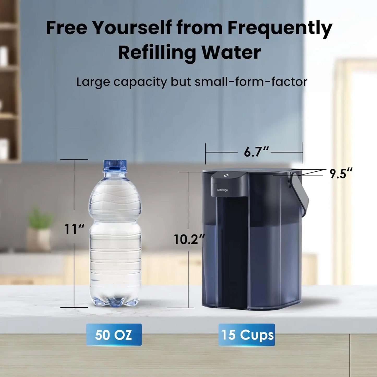 Waterdrop Electric Water Filtration System Pitcher Dispenser Purifier PFAS Removal