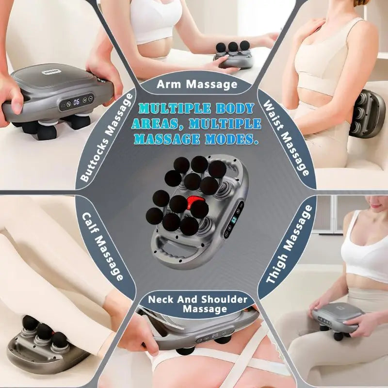 12-Head Deep Tissue Massage Gun For Back And Shoulders