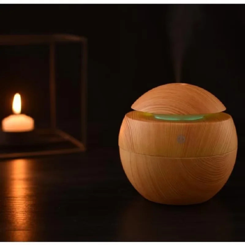HOMEFISH Portable Mini Wood Grain Spherical Desktop Humidifier Purifier