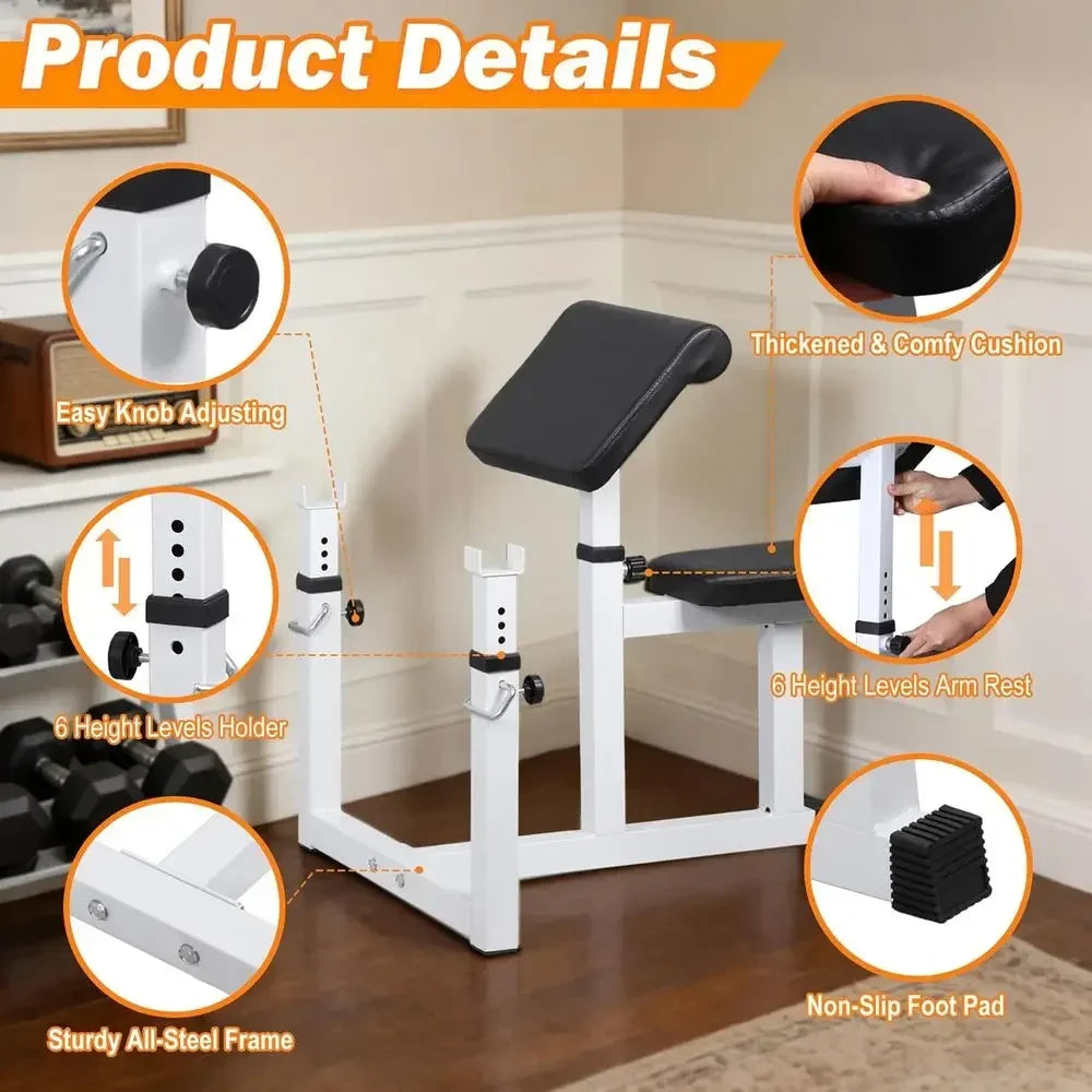 550-Pound Capacity Home Gym With Adjustable Curl Bench Bar Rack