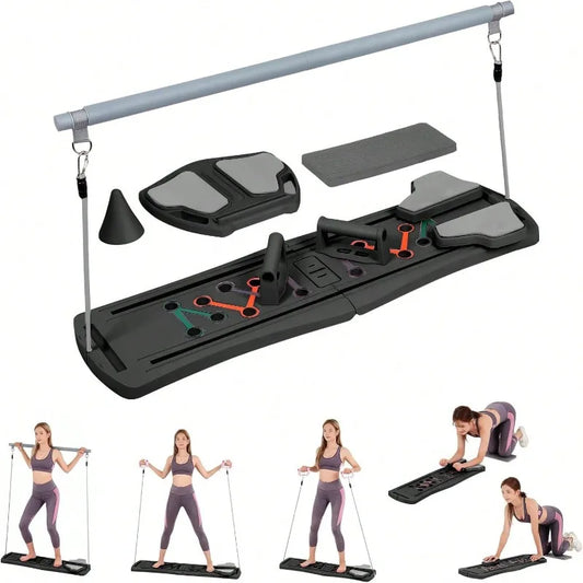 Foldable Pilates Reformer Board, Portable Eight In One Workout Kit