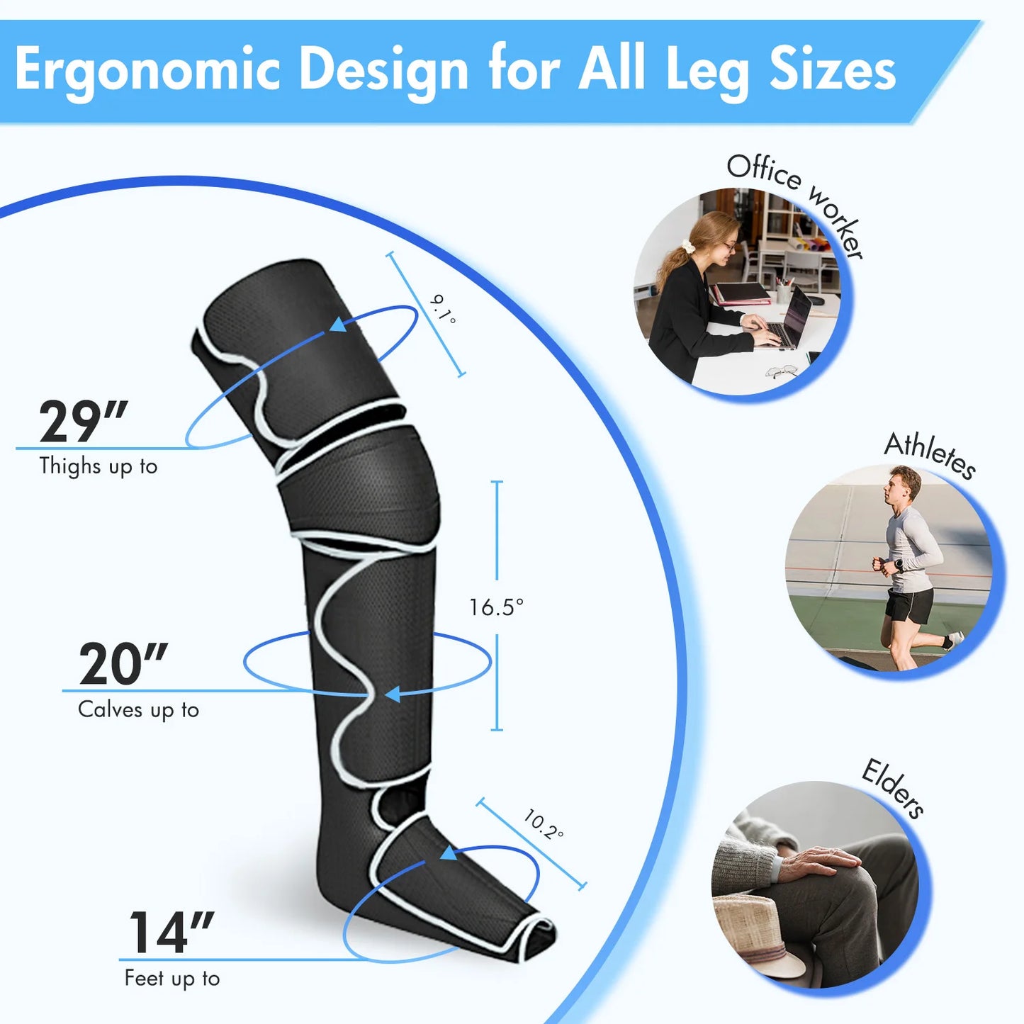 Leg Air Compression Massager With Heat 3 Modes 3 Intensities 2 Temperature Levels