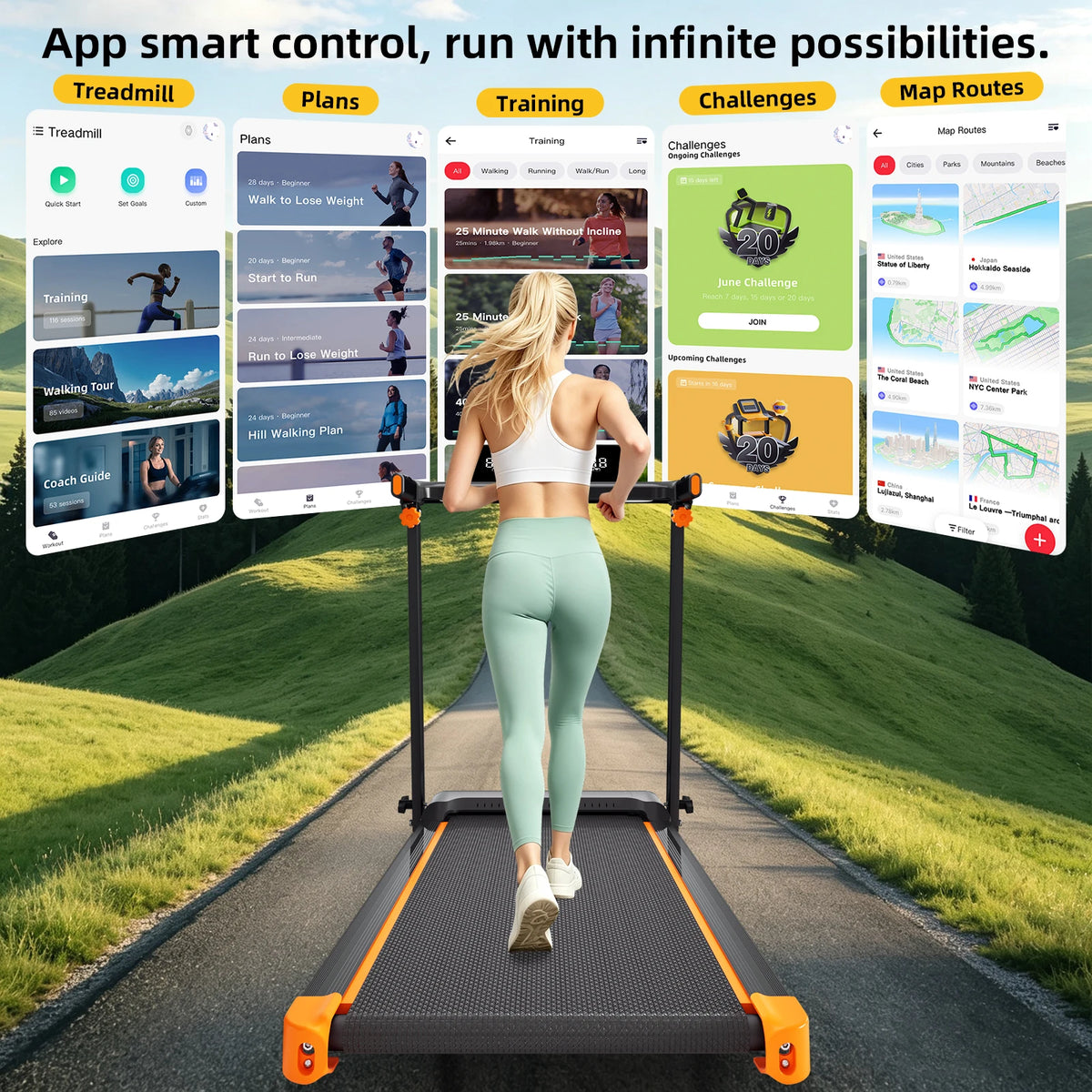 Quiet Foldable Walking Pad Treadmill With Incline And HIIT Programs