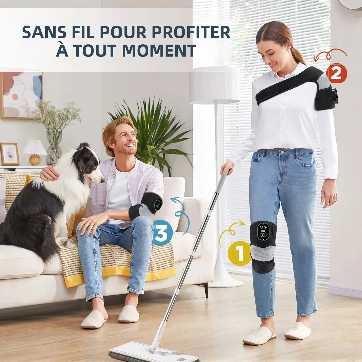 3-In-1 Cordless Rechargeable Heated Knee Massager Wrap Comprehensive Muscle Relaxation