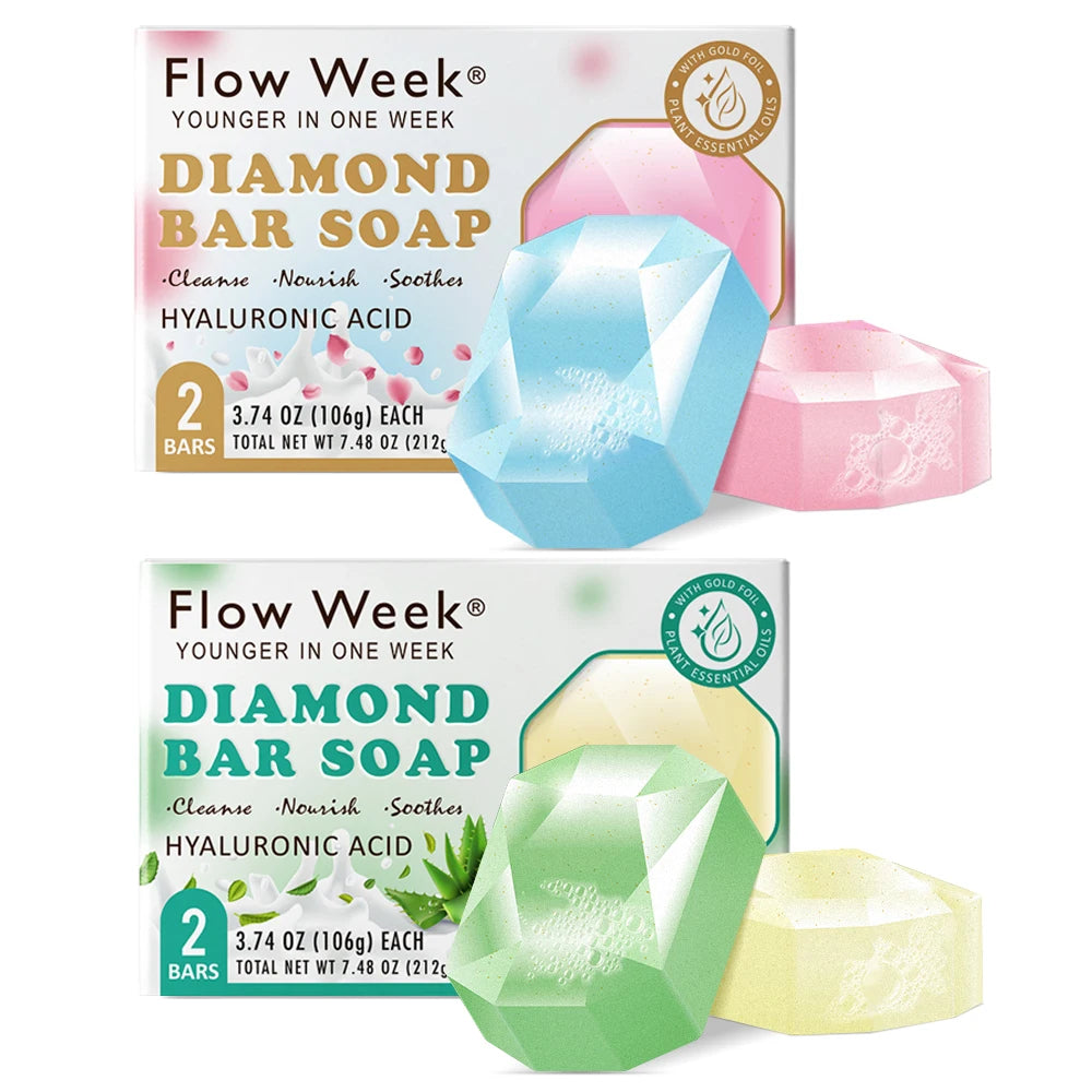 FlowWeek Hyaluronic Acid Diamond Antimicrobial Essential Oil Soap Hydration Moisturization