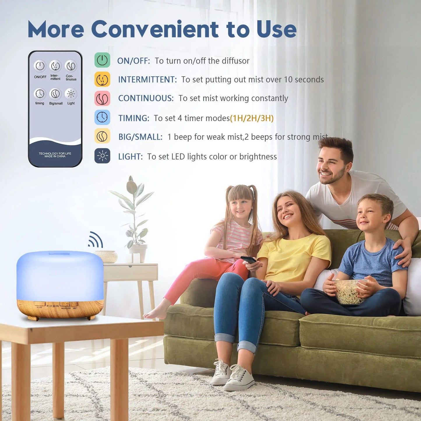 Aroma Diffuser With Remote Control And Optional Oils