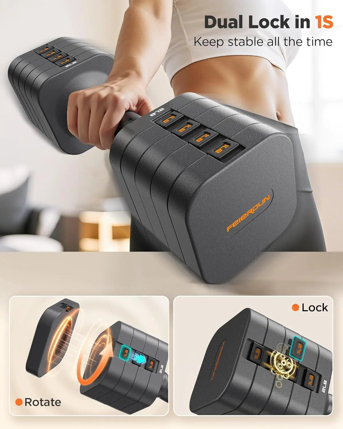 FED Fitness Adjustable Dumbbells 5 in 1 Set Home Gym